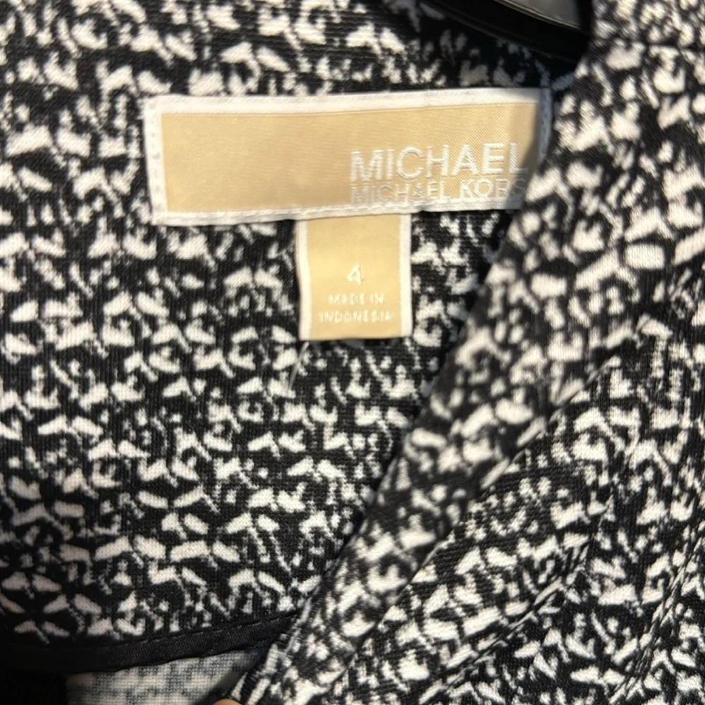 Michael Kors Black and White Patterned Dress 4